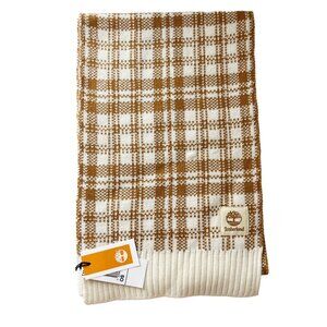 NEW Timberland Orange & White Plaid Rectangle Scarf Chunky Fall Autumn